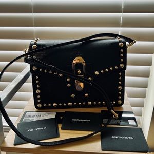 Dolce Gabbana Lucia Authentic CrossBody Bag - Black with Gold Touches